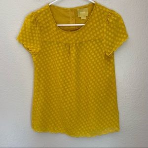 Anthropologie Maeve Yellow Dotted Popover Blouse